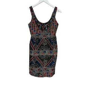 Anna Sui Anthropologie Women's Dress Size 4 Beaded Sheath Knee Length